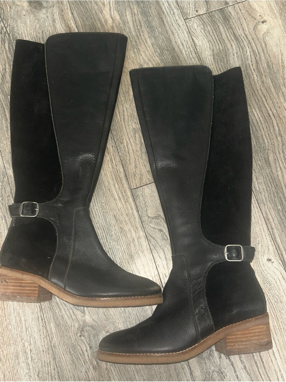 Lucky Brand Timinii Riding Boots - Black suede and leather size 6.5